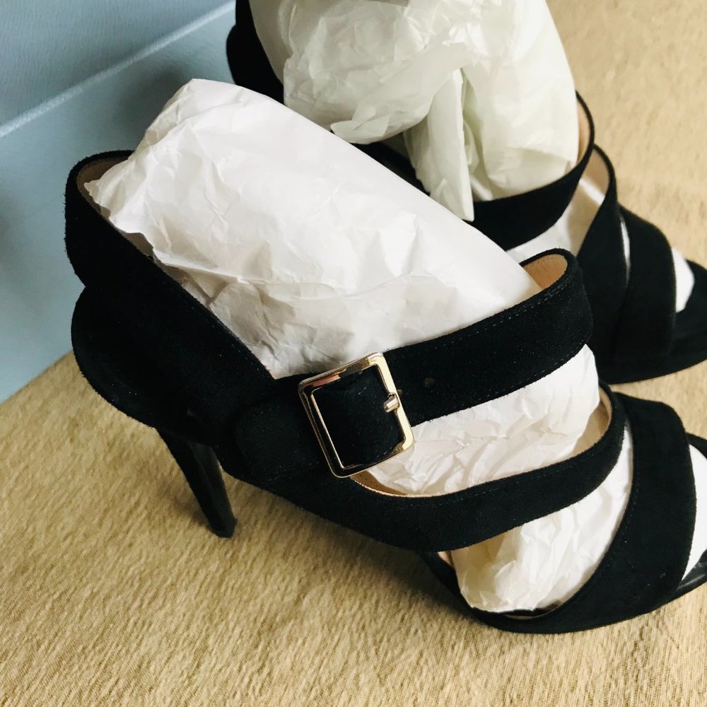 Authentic Prada Black Suede Strappy Platform Sand… - image 2